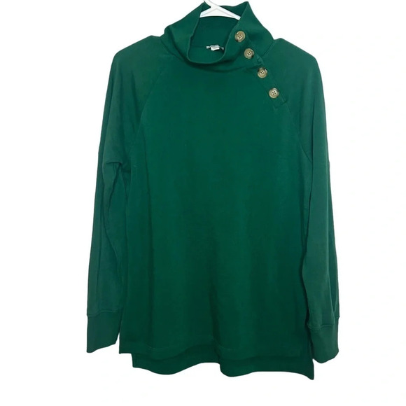 J.Crew factory mock neck sweatshirt, green women size extra small - Picture 10 of 11